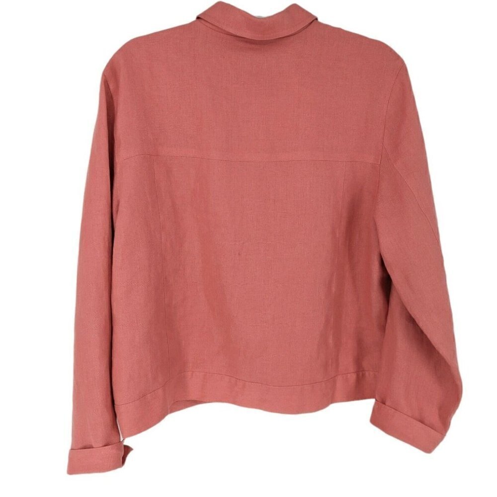 Talbots Irish Linen Blazer Shirt Jacket Coral Pink Button Front Women's - Picture 2 of 12